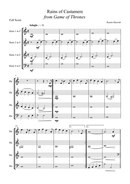 The Rains Of Castamere (arr. Michael Gibbs)