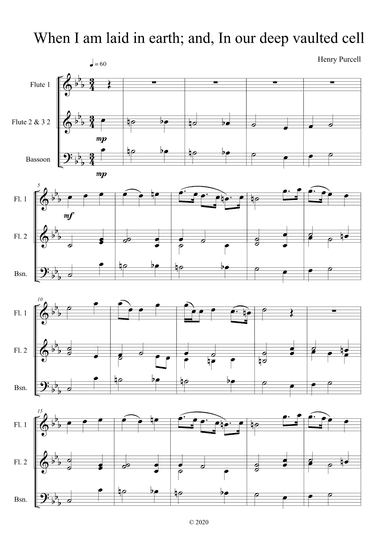 When I am laid in earth, and The Witches' quartet, In our deep vaulted cell (3 flutes and bassoon) (arr. Karen McAulay)