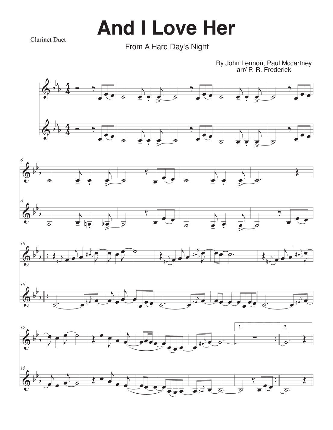 And I Love Her (arr. P. R. Frederick)