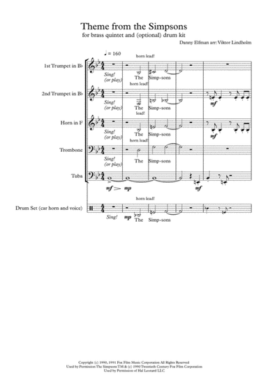 Theme From The Simpsons TM  from the Twentieth Century Fox Television Series THE SIMPSONS (arr. Viktor Lindholm)