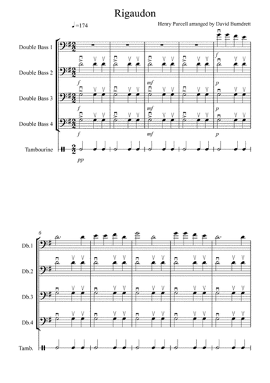 Rigaudon by Purcell for Double Bass Quartet (arr. David Burndrett)