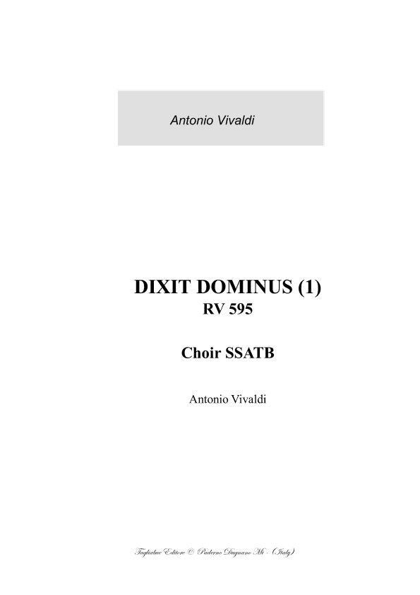 DIXIT DOMINUS (1) - by A. Vivaldi - For SSATB Choir (arr. Renato Tagliabue)