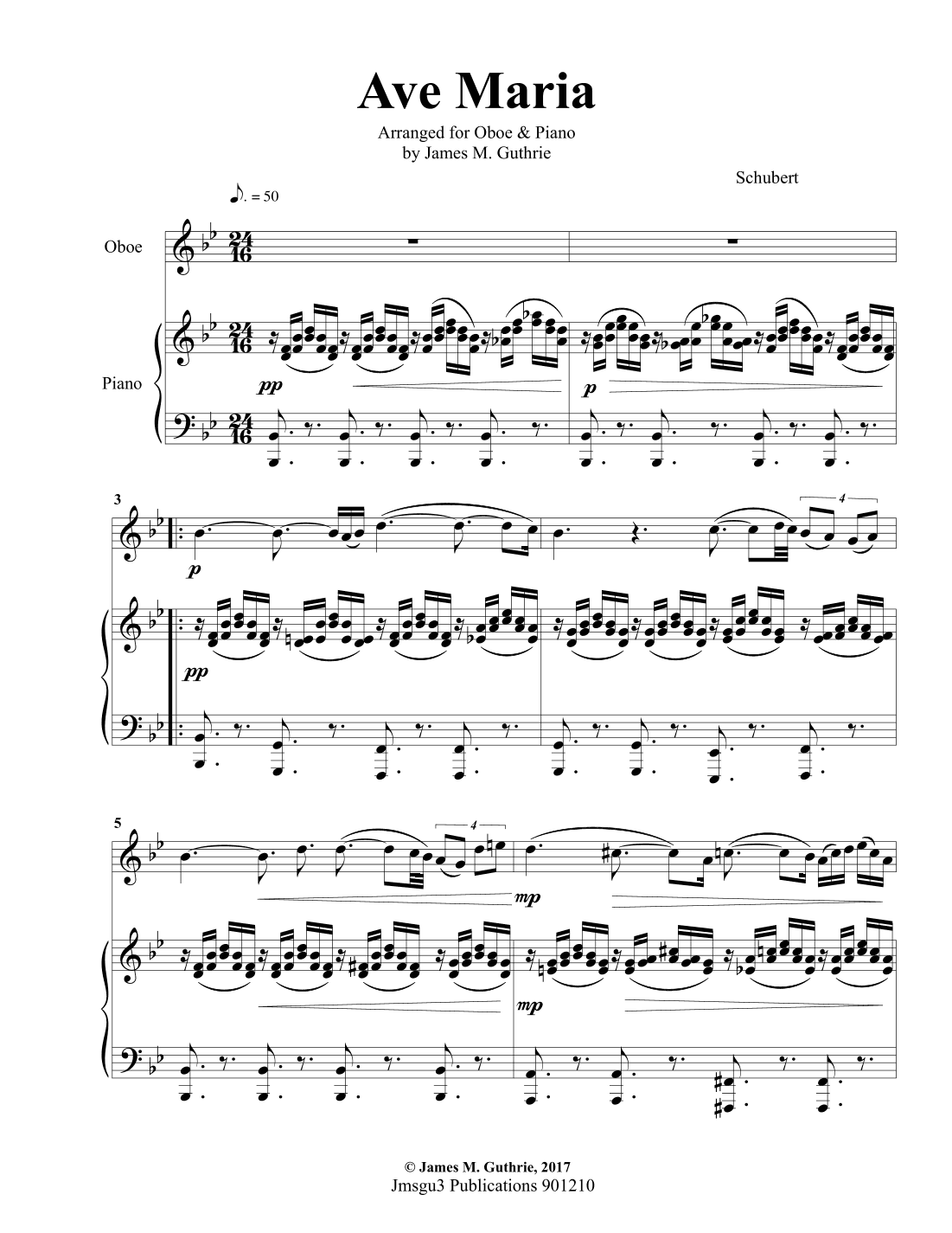 Schubert: Ave Maria for Oboe & Piano (arr. James M. Guthrie)