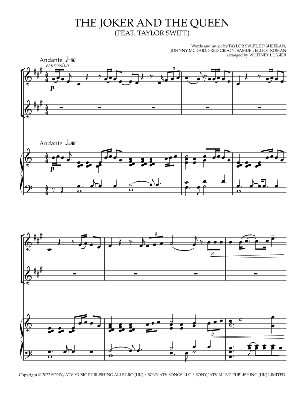 The Joker And The Queen (feat. Taylor Swift) (arr. Whitney Lussier)