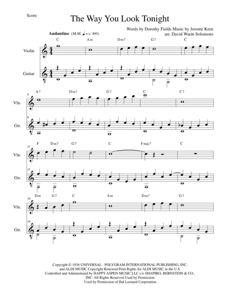 The Way You Look Tonight (arr. David Warin Solomons)