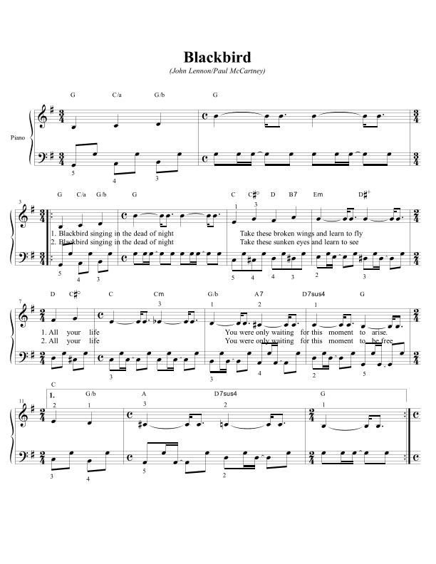 Blackbird (arr. Classic Hits: Authentic Arrangements)