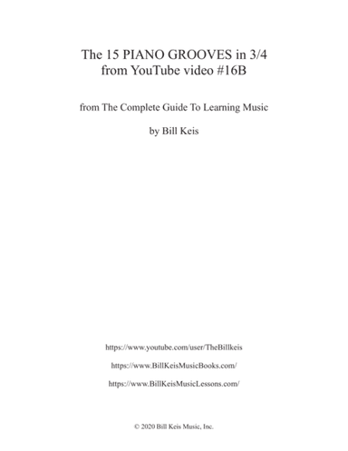 The 15 PIANO GROOVES in 3/4 from YouTube video #16B