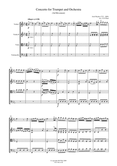Haydn: Trumpet Concert in Eb Major (Mov 3) for String Quartet - Score and Parts (arr. Julie Doubleday)