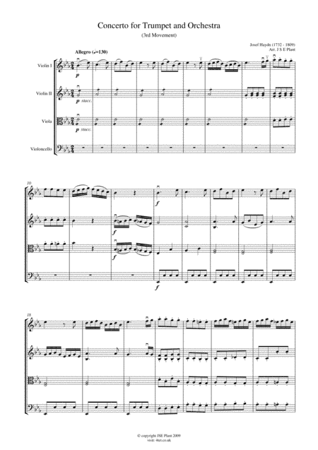 Haydn: Trumpet Concert in Eb Major (Mov 3) for String Quartet - Score and Parts (arr. Julie Doubleday)