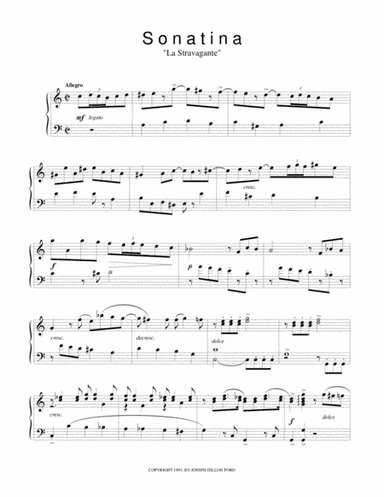 Sonatina (La Stravagante) from Sonatinas and Other Pieces from the Viennese Sketchbook for piano sol