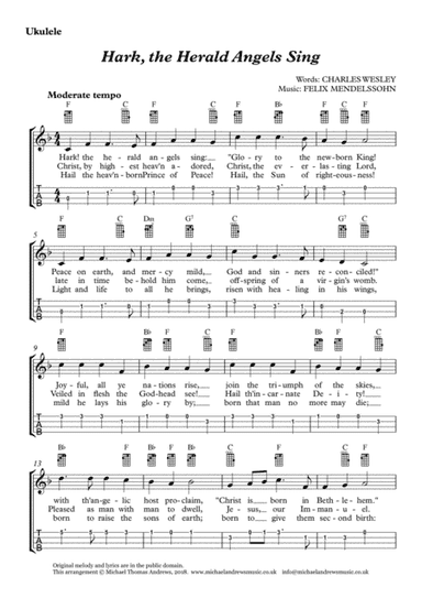 Hark, the Herald Angels Sing (for Ukulele with TAB) (arr. Michael Thomas Andrews)