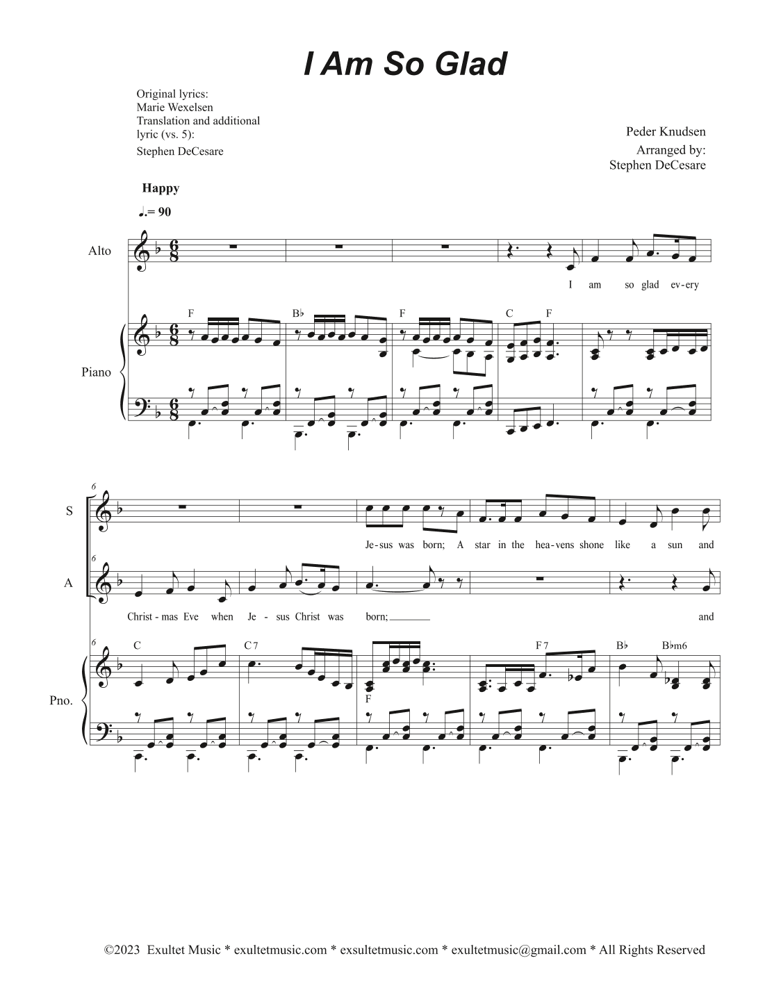 I Am So Glad (2-part choir - (SA) (arr. Stephen DeCesare)