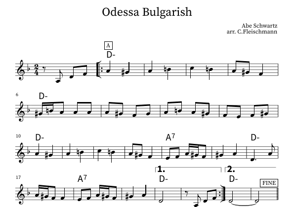 Odessa Bulgarish (arr. Christoph Fleischmann)