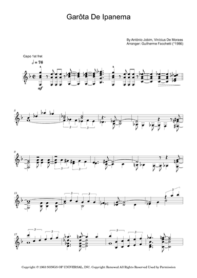 Garôta De Ipanema (arr. Guilherme Facchetti)