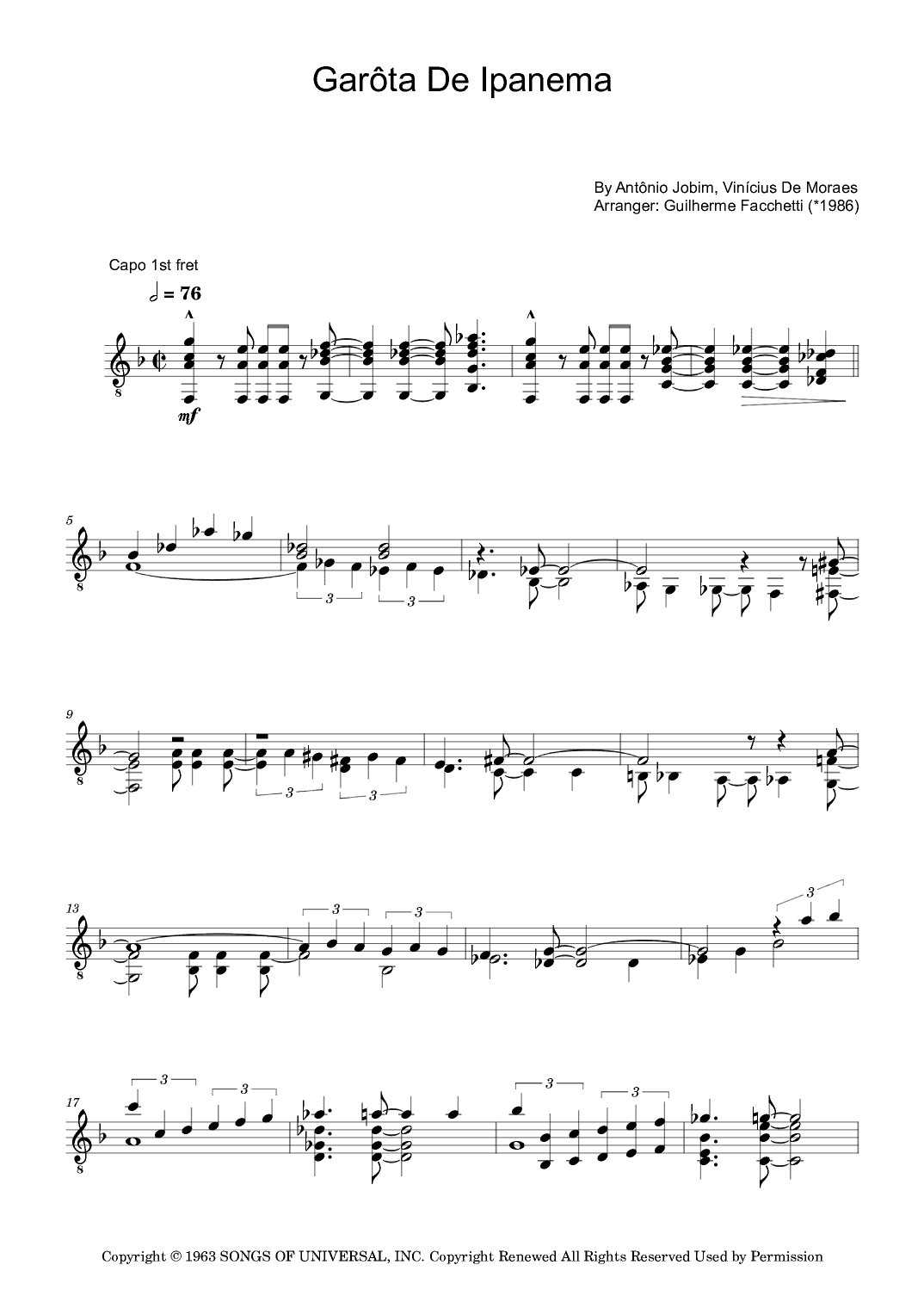 Garôta De Ipanema (arr. Guilherme Facchetti)