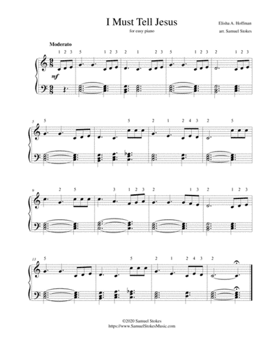 I Must Tell Jesus - for easy piano (arr. Samuel Stokes)