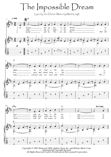 The Impossible Dream (arr. PianoSheetNow)