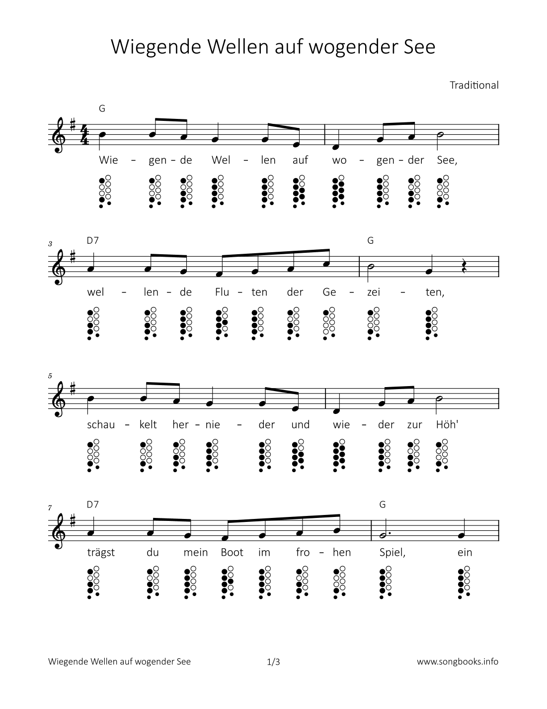 Wiegende Wellen auf wogender See (arr. songbooks.info)