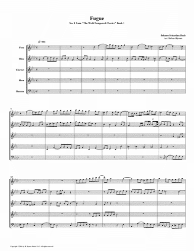 Fugue 08 from Well-Tempered Clavier, Book 1 (Woodwind Quintet) (arr. Richard Byrnes)
