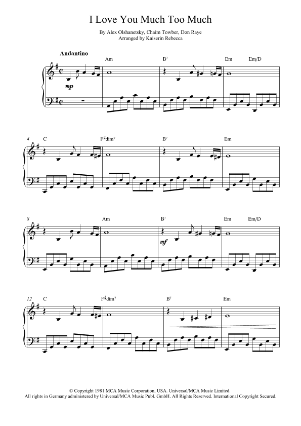 I Love You Much Too Much (arr. Kaiserin Rebecca)
