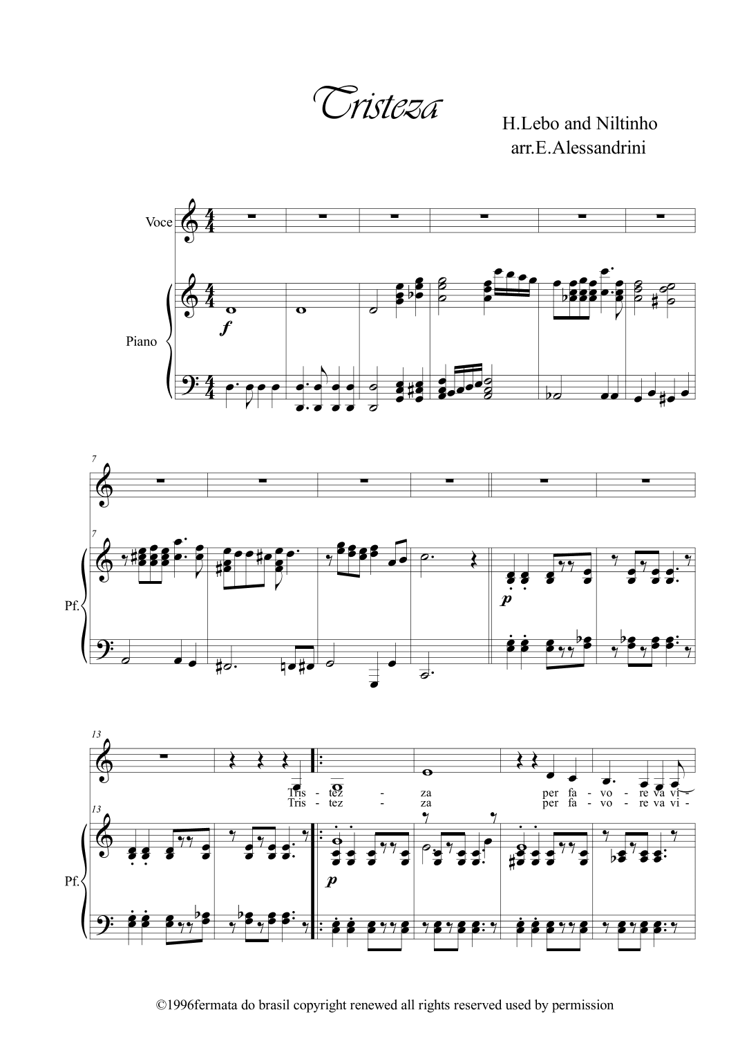 Tristeza (arr. Ester Alessandrini)