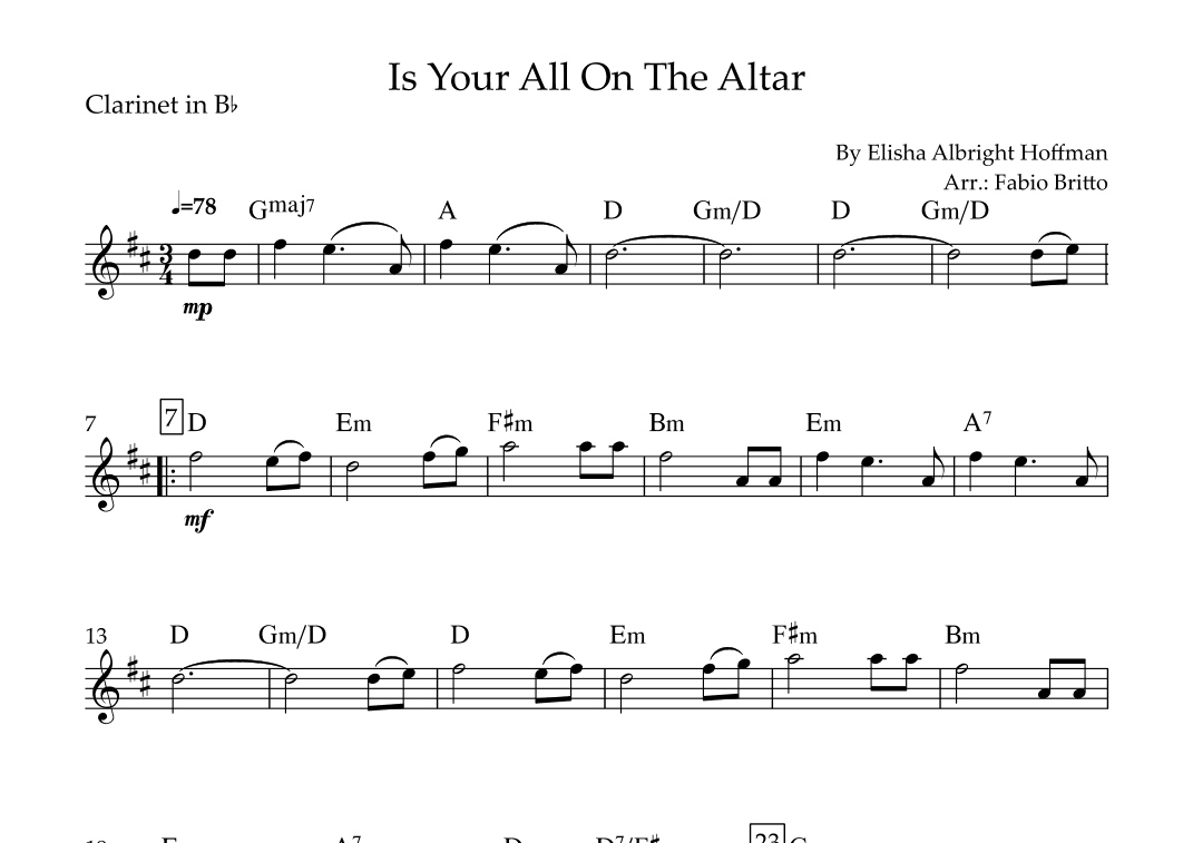 Is Your All On The Altar? (arr. Fabio Britto)