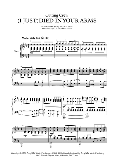 (i Just) Died In Your Arms (arr. Claudio Porstmann)