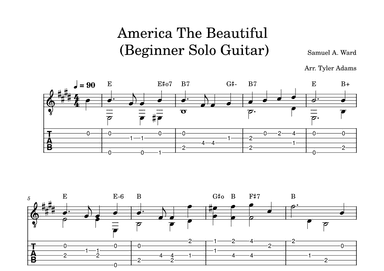America The Beautiful (Beginner Solo Guitar) (arr. Tyler Adams)