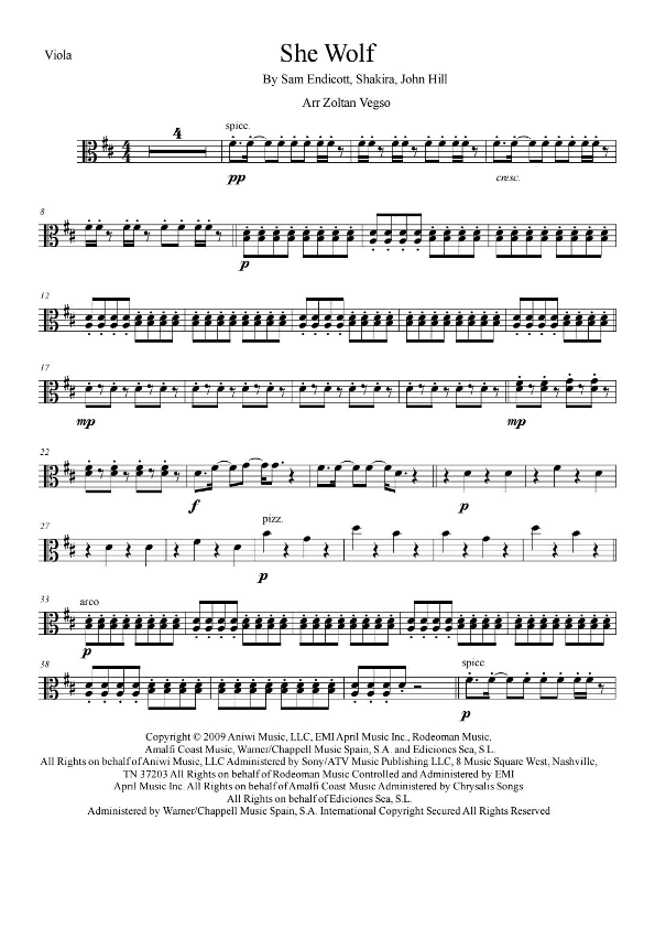 She Wolf (arr. Zoltan Vegso)