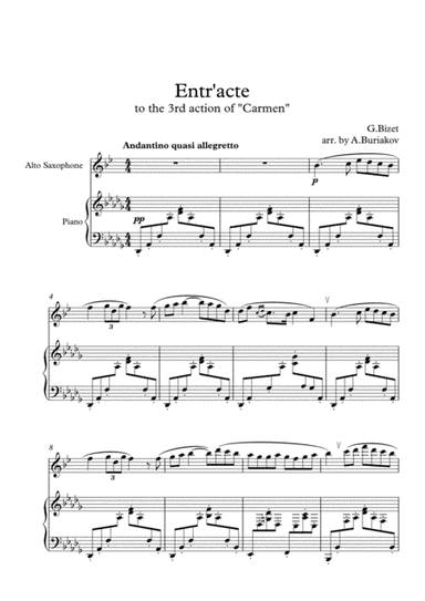 Entr'acte to the 3rd action of the "Carmen" (sax-alto) (arr. A.Buriakov)