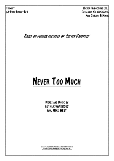 Never Too Much (arr. Mike West)