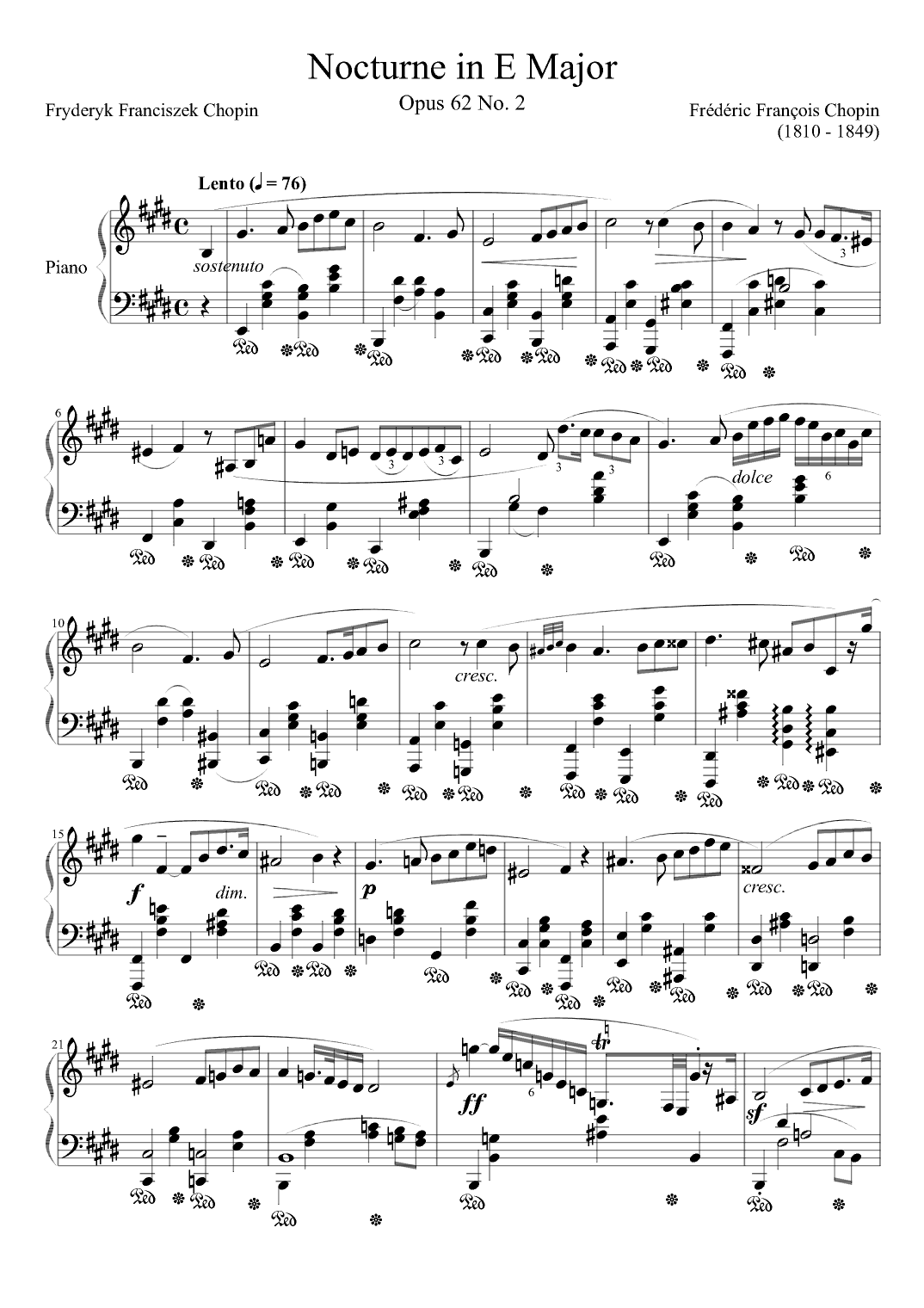 Nocturne Opus 62 No. 2 in E Major (arr. Zachary Corbett)