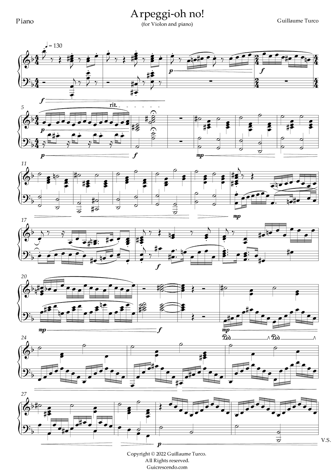 Arpeggi-oh no! (piano accompaniment for solo Violin)