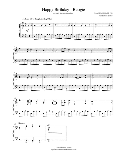 Happy Birthday - Boogie - for early-intermediate piano (arr. Samuel Stokes)
