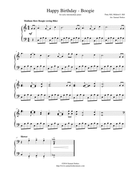 Happy Birthday - Boogie - for early-intermediate piano (arr. Samuel Stokes)