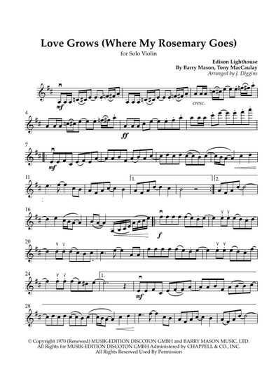Love Grows (where My Rosemary Goes) (arr. J Diggins)