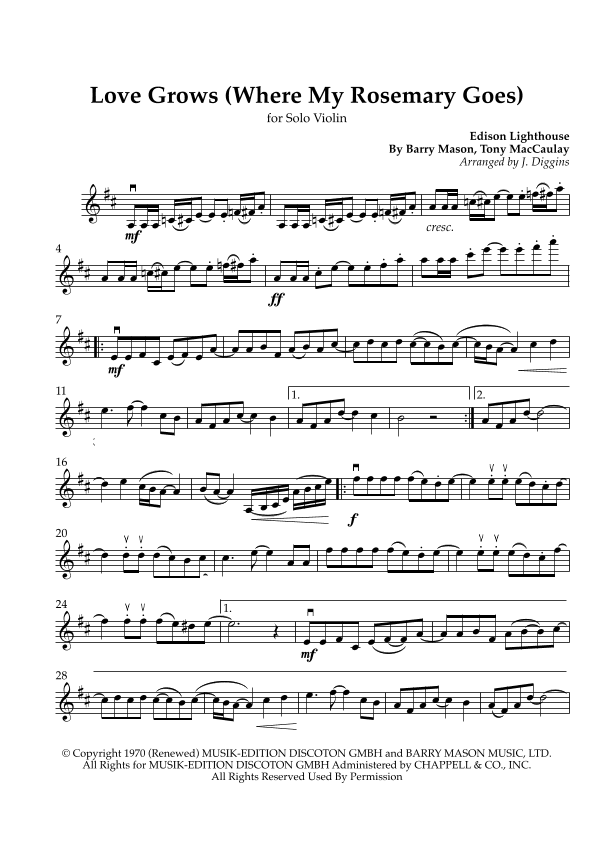 Love Grows (where My Rosemary Goes) (arr. J Diggins)