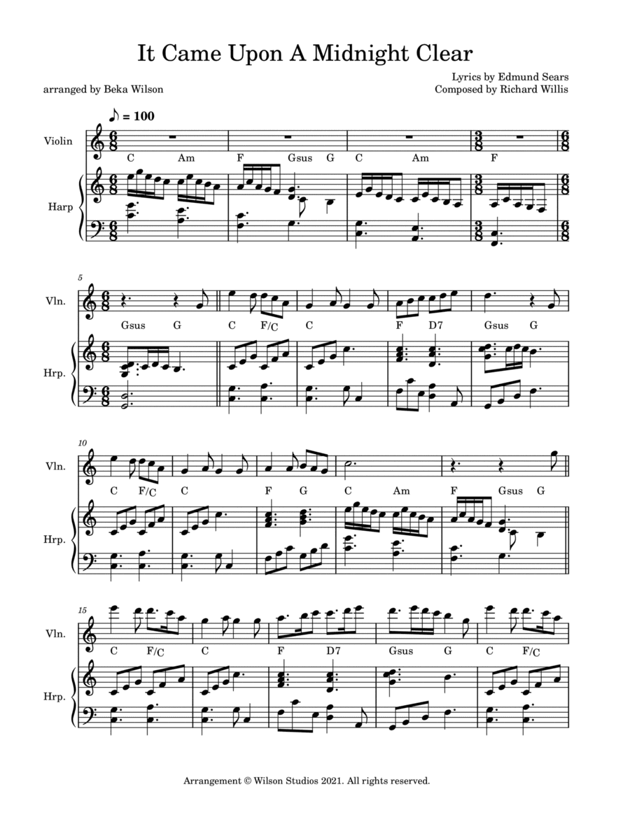 It Came Upon a Midnight Clear--violin solo (arr. Beka Wilson)
