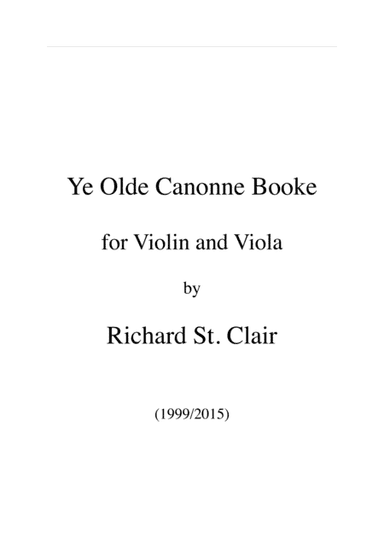 YE OLD CANONNE BOOKE for Violin and Viola