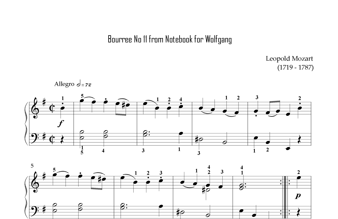 Mozart - Bourree No.11 (arr. KP82 Music)