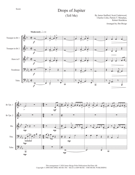 Drops Of Jupiter (tell Me) (arr. Jim Bicigo)