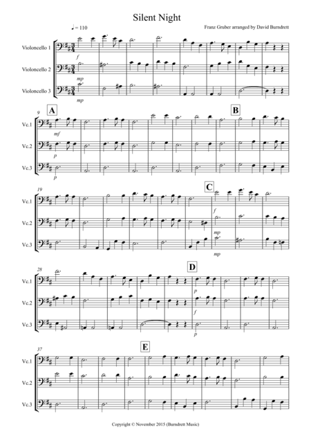 Silent Night for Cello Trio (arr. David Burndrett)