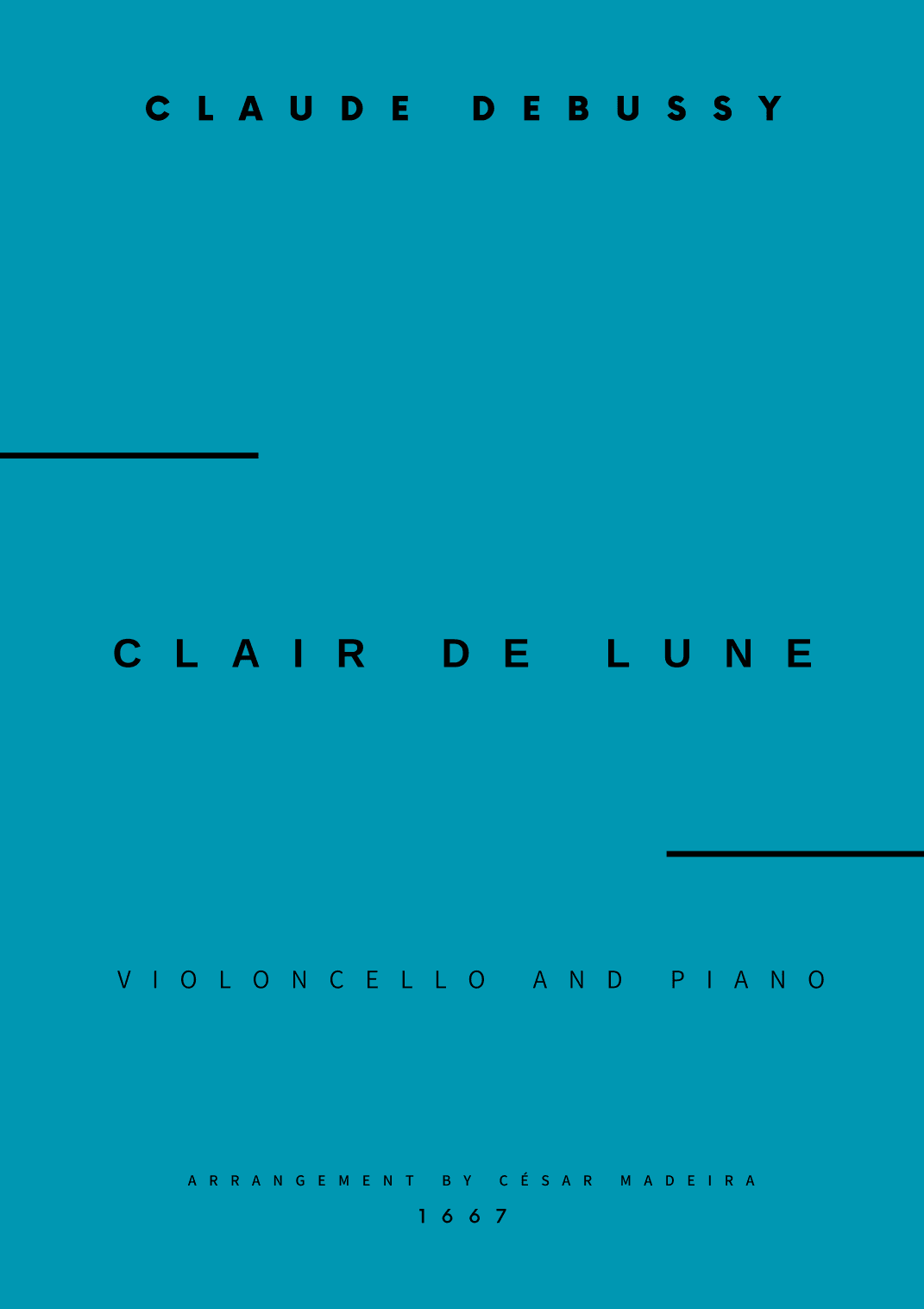 Clair de Lune by Debussy - Cello and Piano (Full Score) (arr. César Madeira)