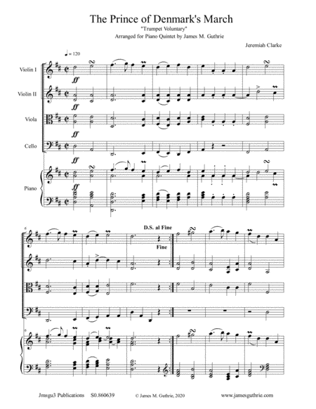 Clarke: Trumpet Voluntary - Prince of Denmark's March for Piano Quintet (arr. James M. Guthrie, ASCAP)