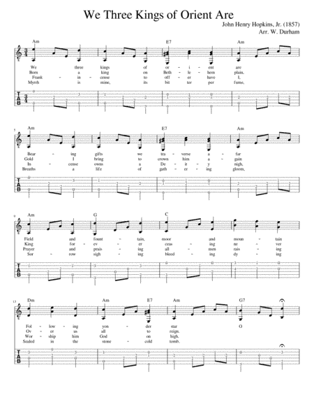 We Three Kings of Orient Are - Christmas Carol for Fingerstyle Guitar (arr. Big Bill Durham)