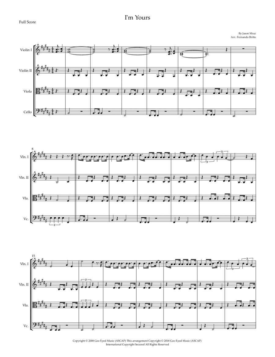 I'm Yours (arr. Fernando Britto)