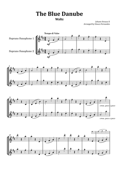 The Blue Danube - Soprano Saxophone Duet (arr. Glauco Fernandes)
