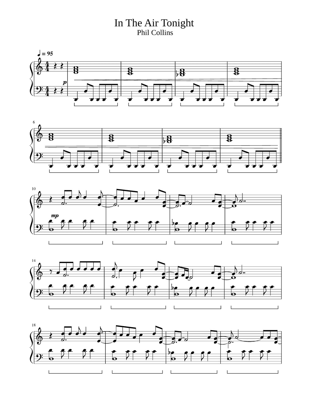 In The Air Tonight (arr. Unknown)