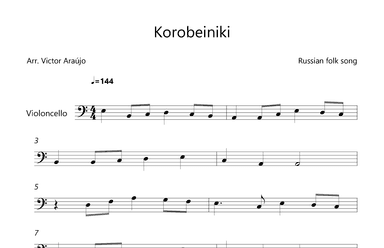 Korobeiniki  (from Tetris) - Cello Lead Sheet (arr. Victor Araújo)
