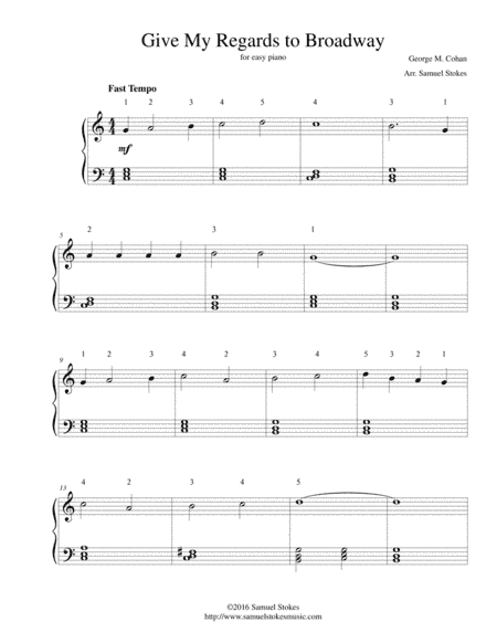 Give My Regards to Broadway - for easy piano (arr. Samuel Stokes)